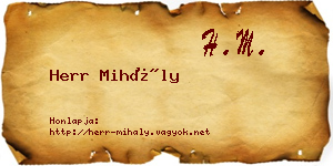 Herr Mihály névjegykártya